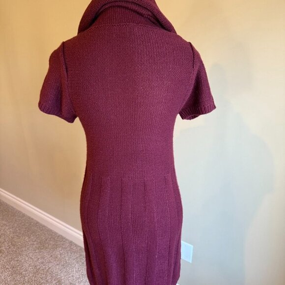George Sweater Dress burgundy short sleeved sheath bodycon cowl neck Size M - Picture 6 of 13